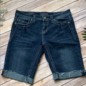 Juniors Denim Bermuda Shorts Back Pocket Design